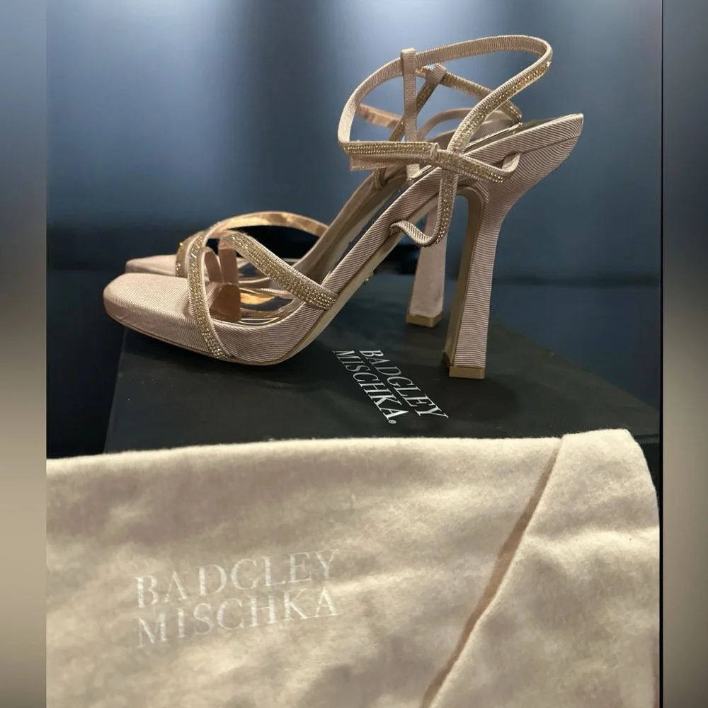 Badgley Mischka Womens Urbana Open Toe Ankle Strap Heels Women’s US 9 NIB - Picture 7 of 8